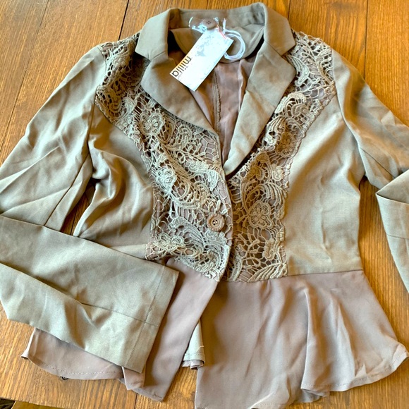 Lace Panel Blazer - Picture 1 of 4
